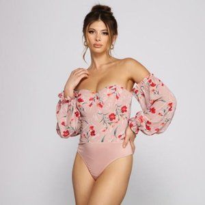 SWEET AND CHIC FLORAL CHIFFON BODYSUIT
